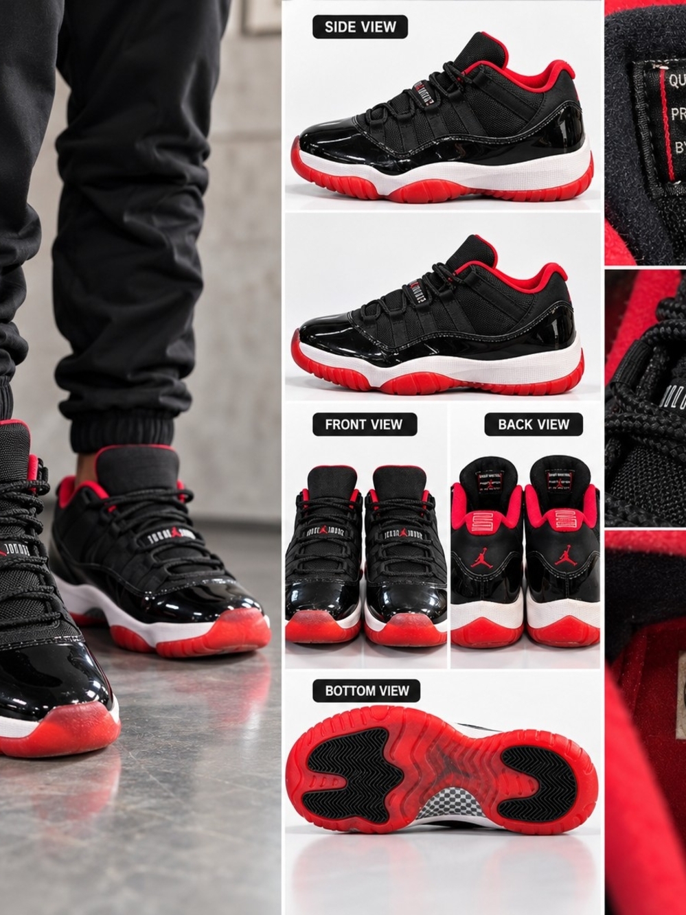 Jordan Kids Black and Red Low-Top Sneakers